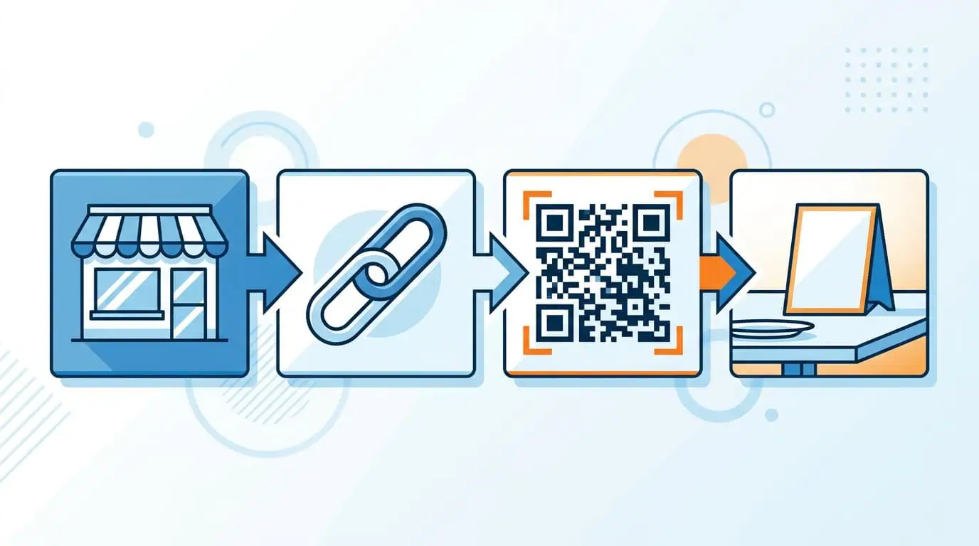 วิธีขอรีวิว Google ให้ถูกกติกา 2026 (แบบไหนโดนแบน) 4 ขั้นตอนสร้าง qr code รีวิวติดหน้าร้าน แบบอินโฟกราฟิกไอคอน 4 ขั้น