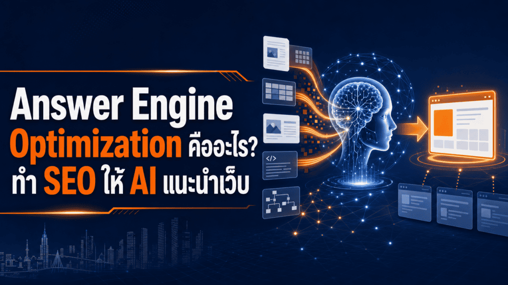 เจ้าของธุรกิจถือมือถือศึกษา answer engine optimization หน้าร้าน