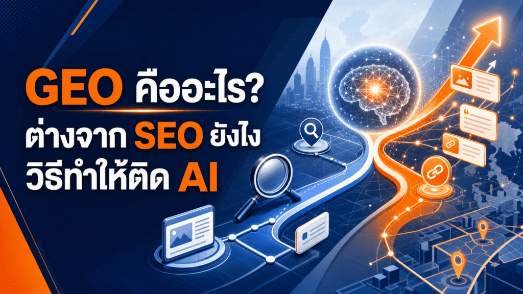 เจ้าของธุรกิจถือมือถือค้นหาข้อมูลผ่าน AI สื่อถึง geo คืออะไร