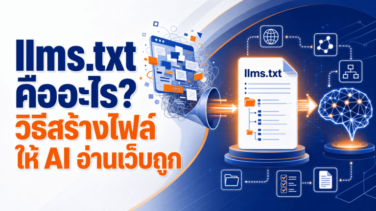 llms.txt คืออะไร? วิธีสร้างไฟล์ให้ AI อ่านเว็บถูก 2026 2 เจ้าของธุรกิจกำลังสร้างไฟล์ llms.txt ให้เว็บไซต์บนโน้ตบุ๊ค