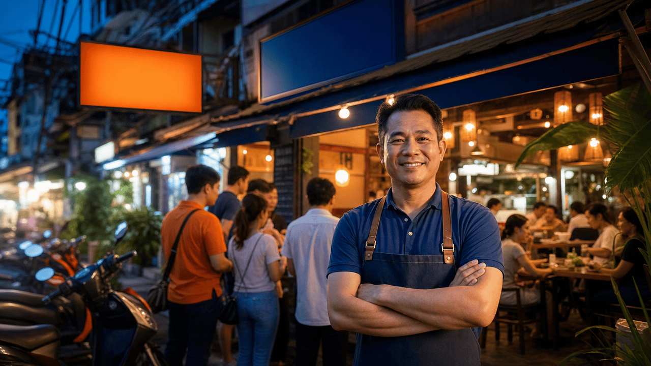 รับทำ Local SEO ดันอันดับ Google Maps เพิ่มโอกาสให้ลูกค้าเจอธุรกิจของคุณมากขึ้น 3 ร้านอาหารไทยที่มีลูกค้าต่อคิวหน้าร้านช่วงเย็น — รับทำ Local SEO