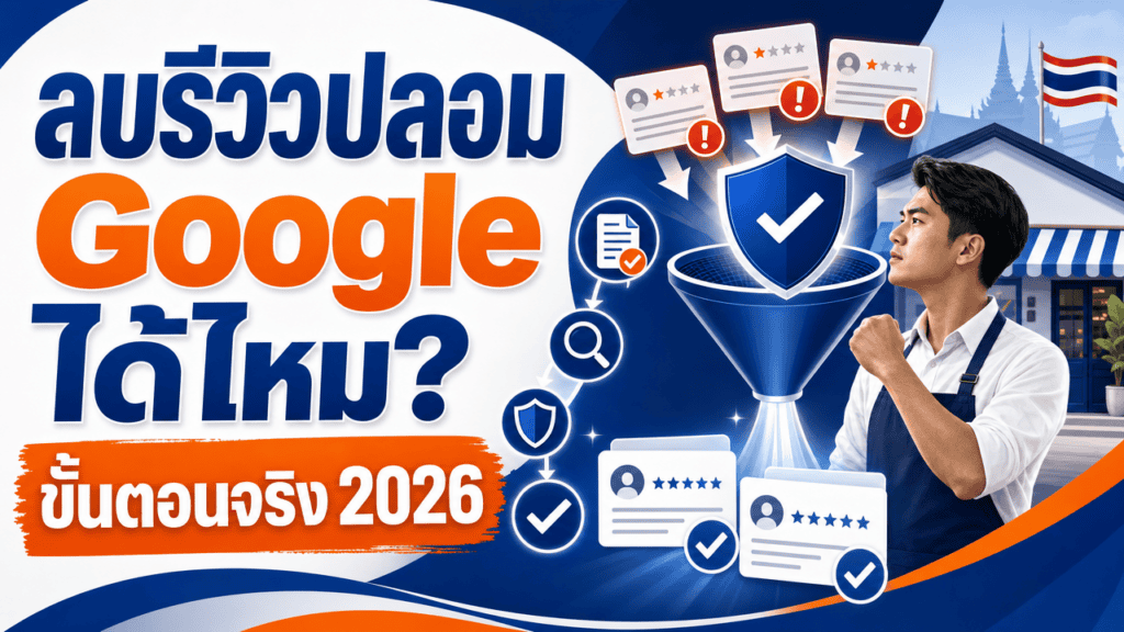 ภาพประกอบวิธีลบรีวิวปลอม google — โล่ป้องกันและธงรายงานรีวิว