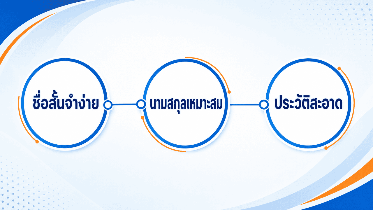 SEO Domain คืออะไร? เลือกโดเมนให้ดีต่อ SEO ปี 2026 3 ผังเลือกโดเมนให้ดีต่อ seo แสดง 3 ปัจจัยหลักที่ต้องพิจารณา