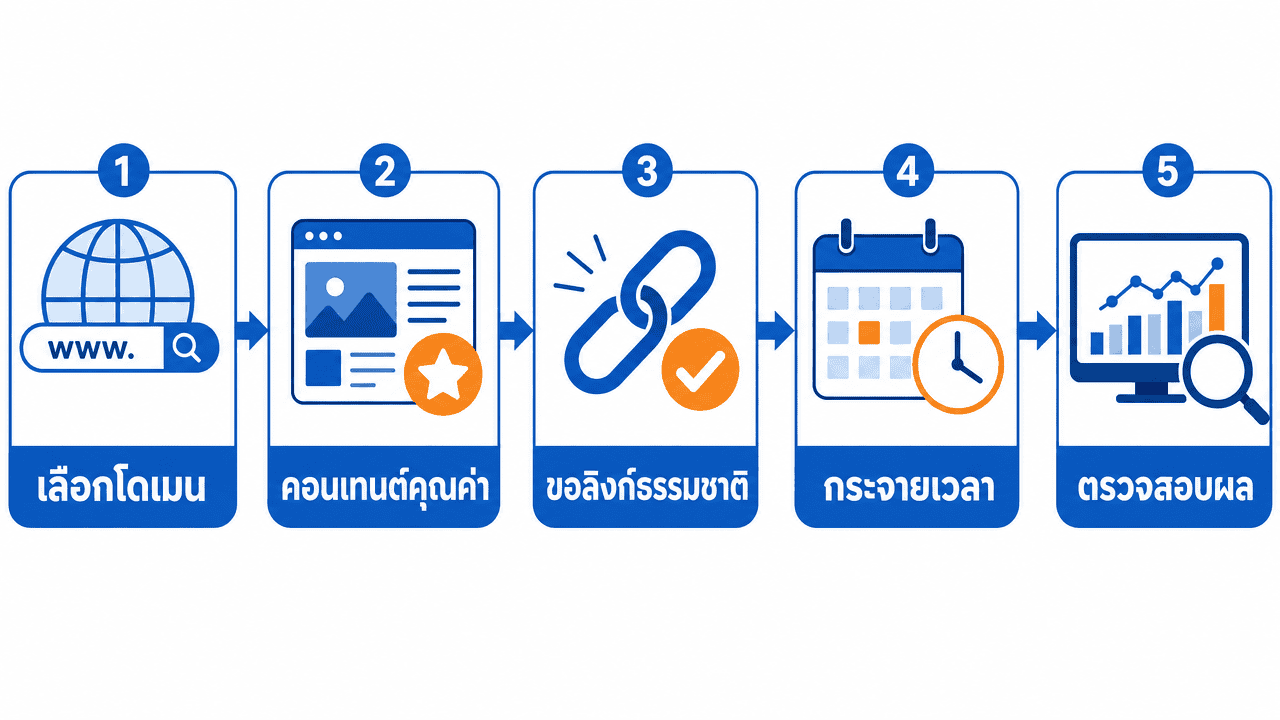 ผังขั้นตอนสร้างลิงก์คุณภาพสำหรับทำ seo offpage อย่างปลอดภัย