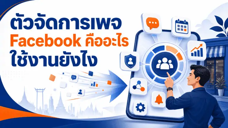 ตัวจัดการเพจ Facebook คืออะไร ใช้งานยังไง 2026 2 เจ้าของร้านถือมือถือเปิดตัวจัดการเพจ facebook จัดการร้านค้า