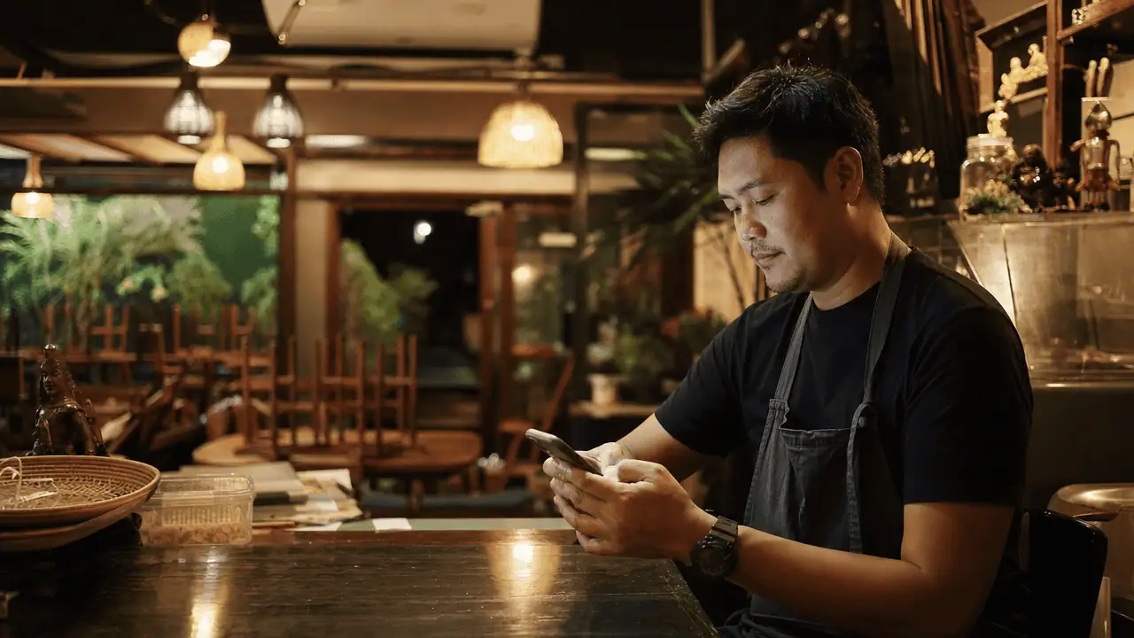 Google My Business ฟรีไหม? คำตอบชัดๆ ก่อนเริ่มทำ 2026 4 เจ้าของร้านตอบรีวิวลูกค้าผ่านมือถือ สะท้อนการดูแล google business profile มีค่าใช้จ่ายไหม อย่างต่อเนื่อง